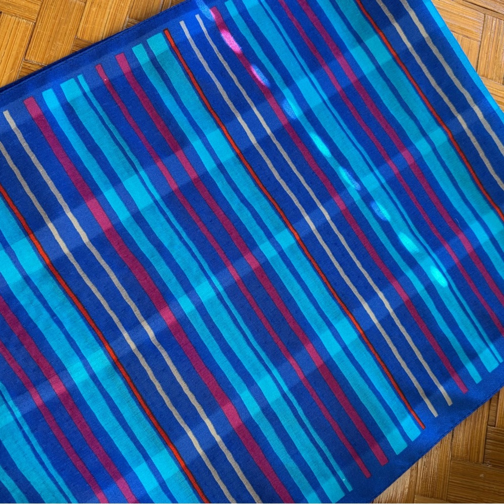 Vintage silk striped scarf cobalt blue - Picture 3 of 9